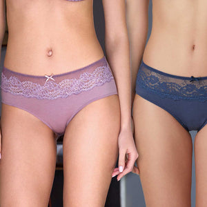 Slip donna midi pizzo e cotone Jadea 6569 2pz