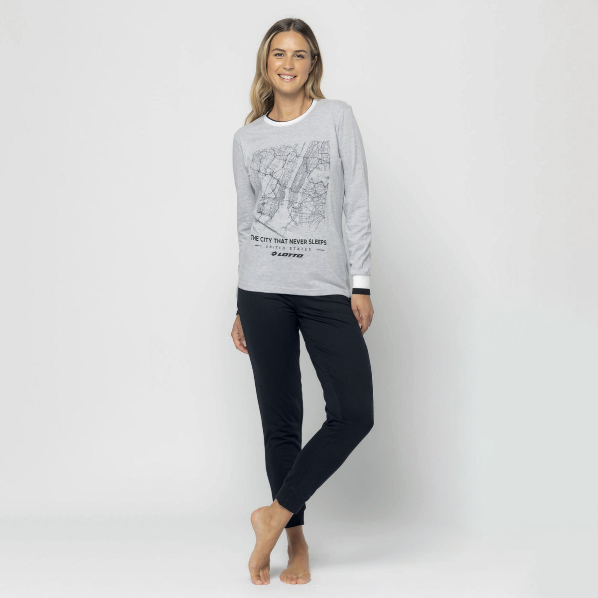 Pigiama Donna in cotone maglia con stampa Lotto Homewear LP5207