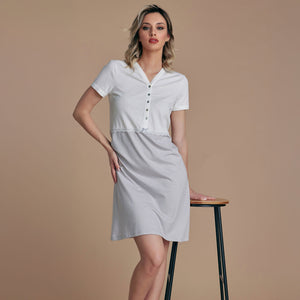 Camicia da notte scollo serafino cotone leggero Lunatica 61122