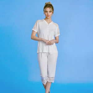 Pigiama donna pantalone pinocchietto cotone Lunatica 61150