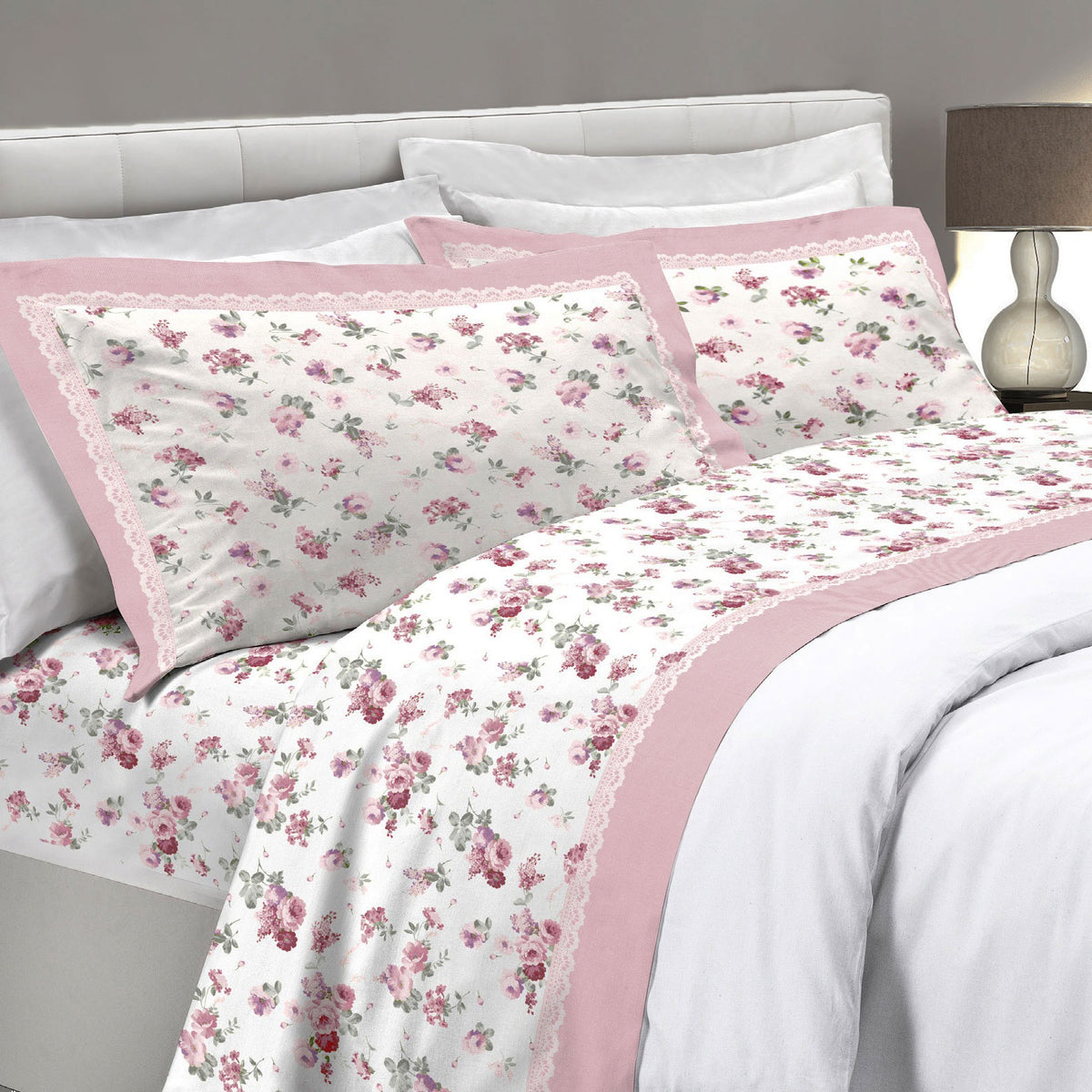 Lenzuola matrimoniali 2 piazze cotone Preziosa Portovenere 15 rosa antico