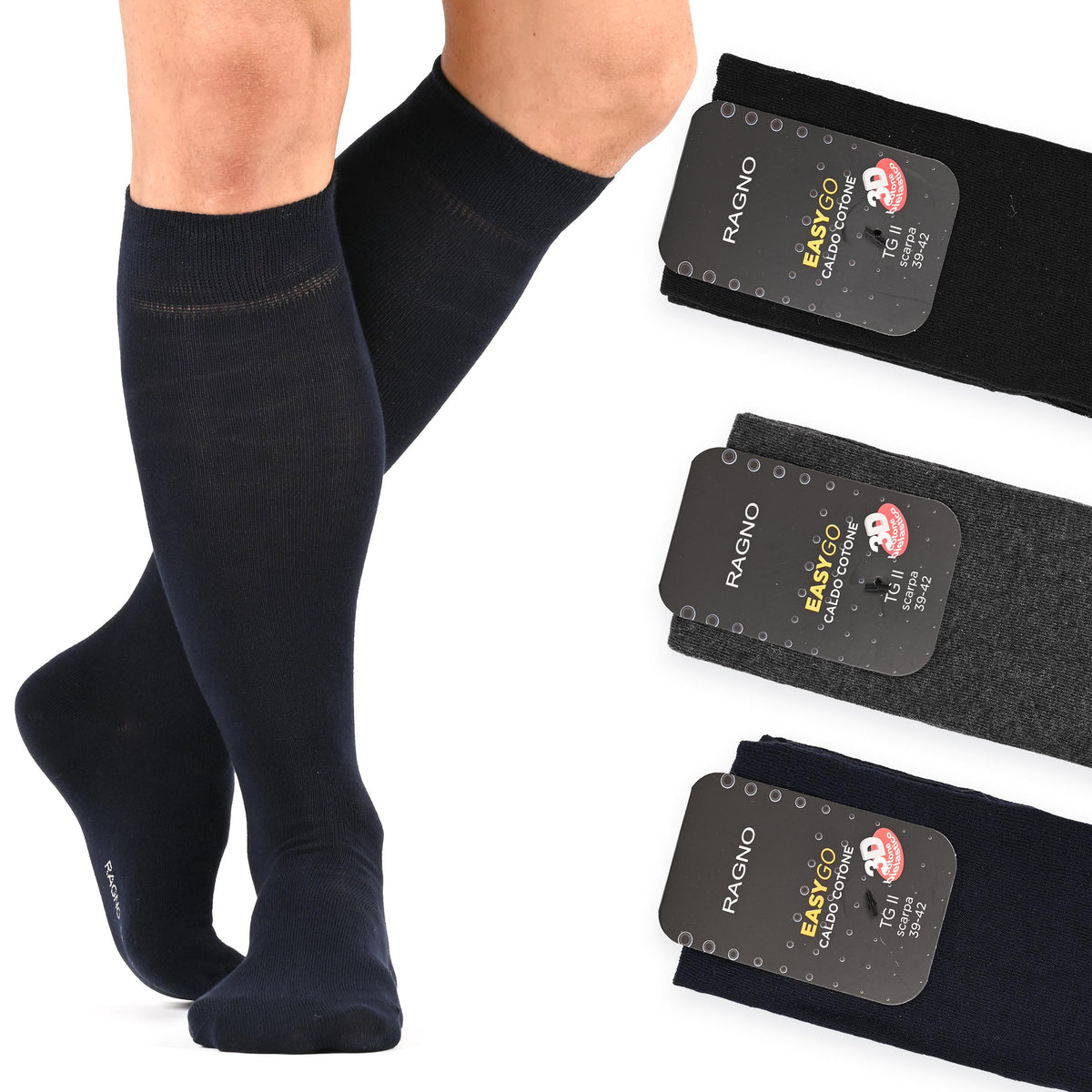 Calze easygo caldo cotone Ragno 09489S 3 paia