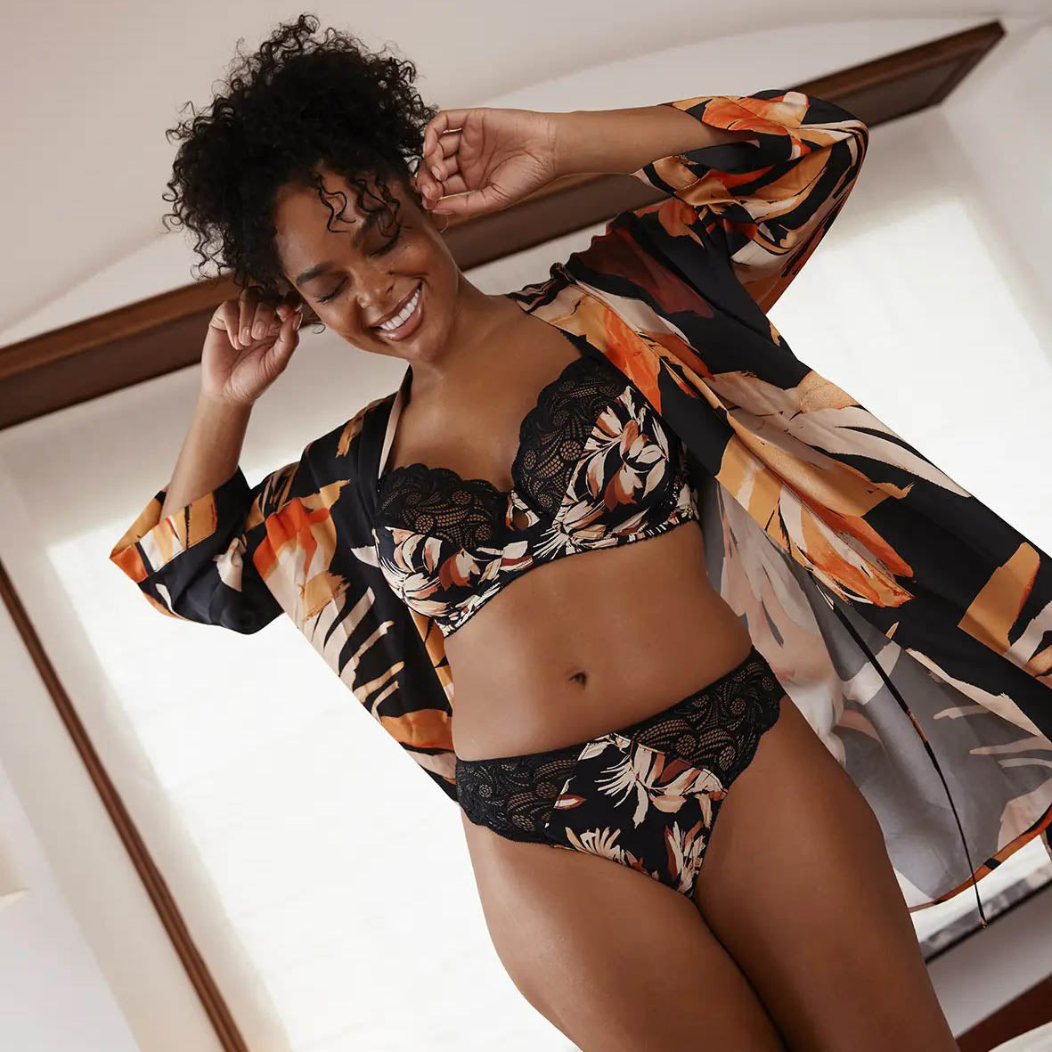 Kimono donna in simil raso floreale Sans Complexe 58TAN88