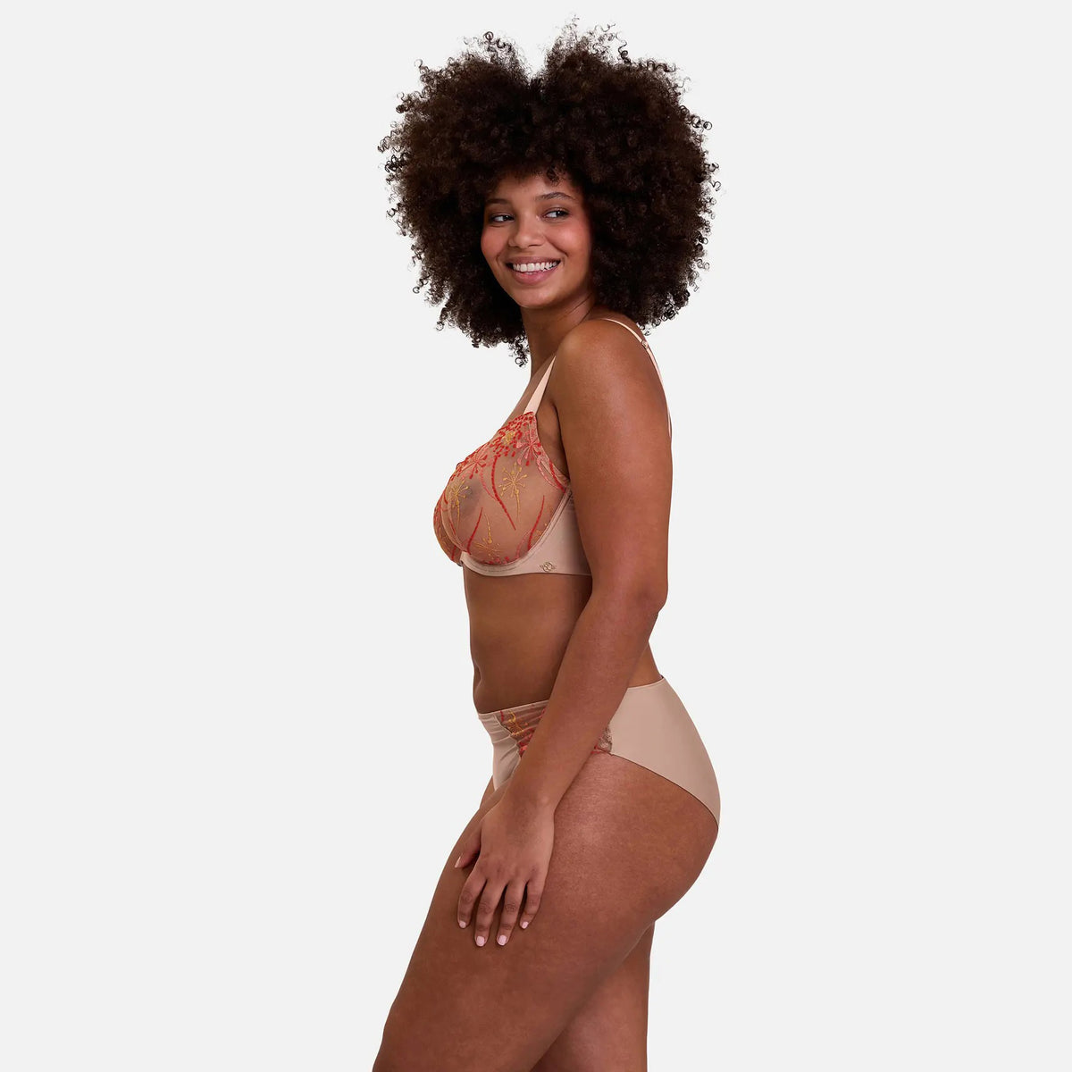 Slip Vita Media microfibra e tulle con ricami floreali Sans Complexe 60PAL79