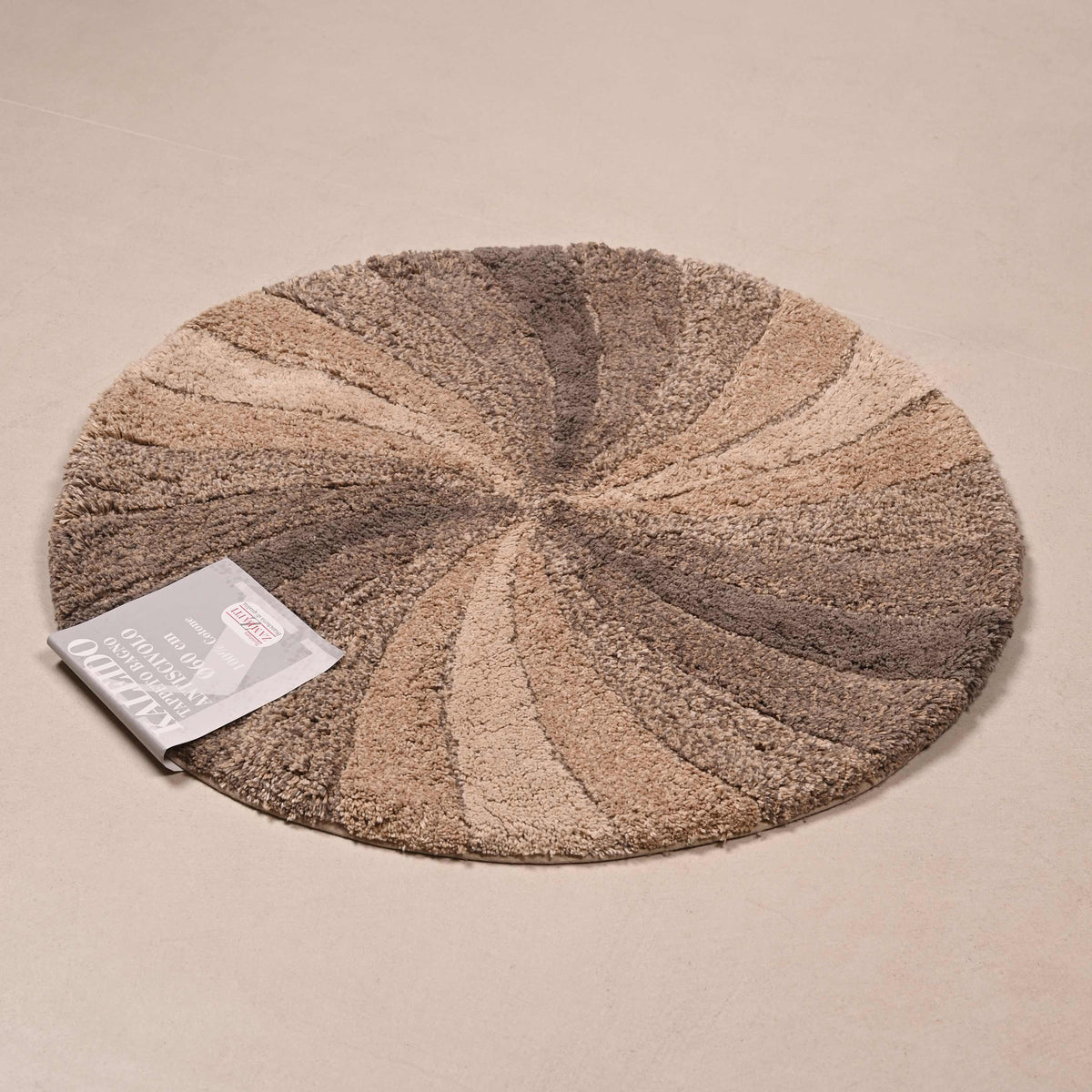 Tappeto arredo bagno disegno a raggiera tondo  antiscivolo Kaleido Zambaiti 