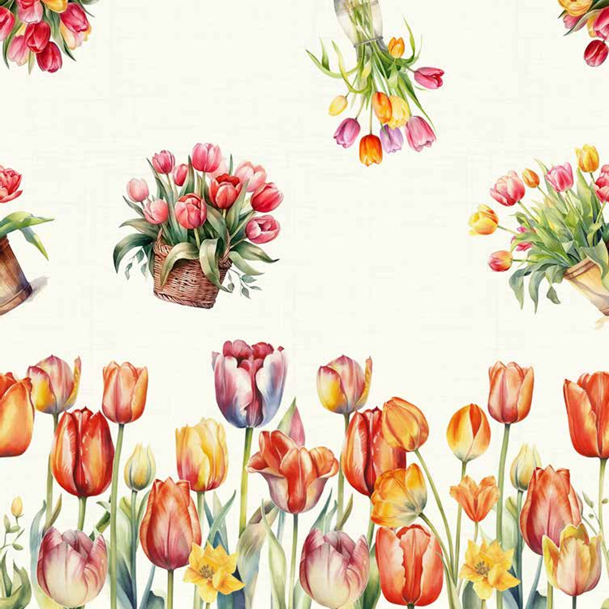 Tovaglia antimacchia con tulipani Zambaiti