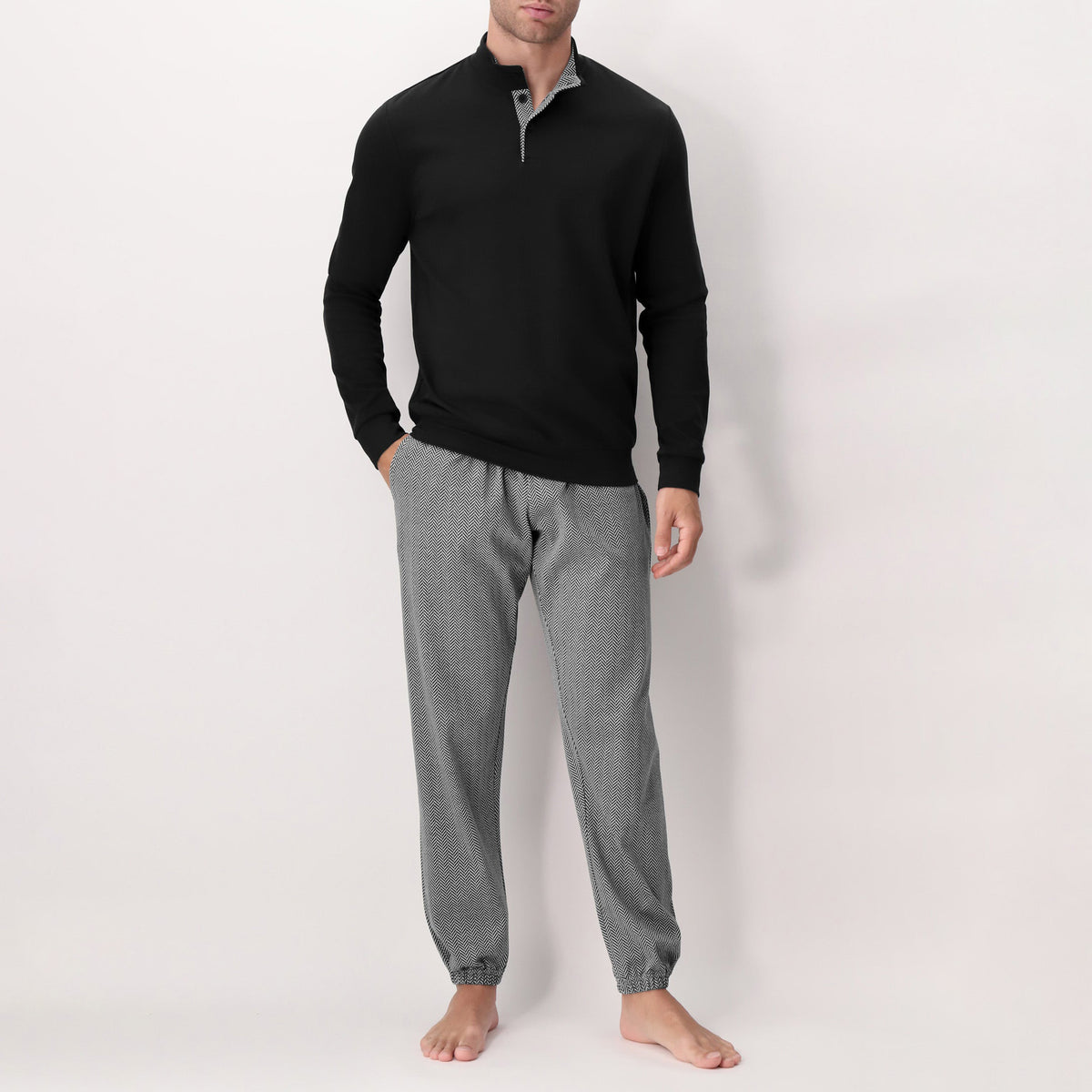 Pigiama Uomo in caldo cotone maglia a collo alto e pantalone a fantasia Perofil VPRT92974 