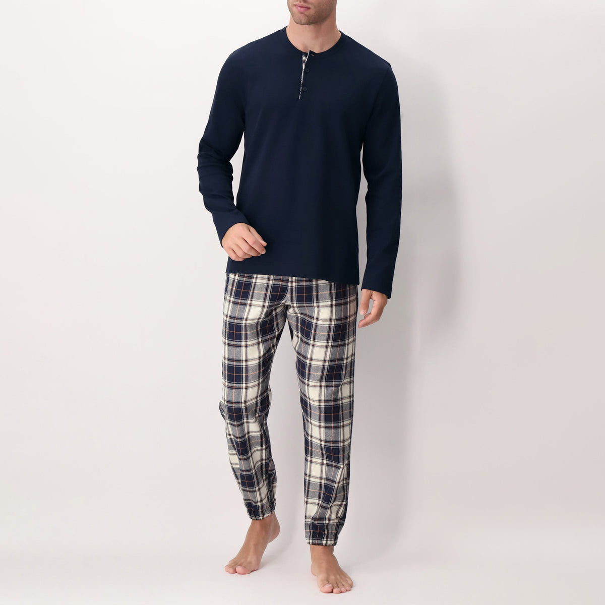 Pigiama uomo fantasia scozzese in caldo cotone Perofil VPRT92981