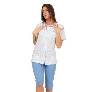 Pigiama donna aperto + pinocchietto in cotone  2001 - 187 calibrato