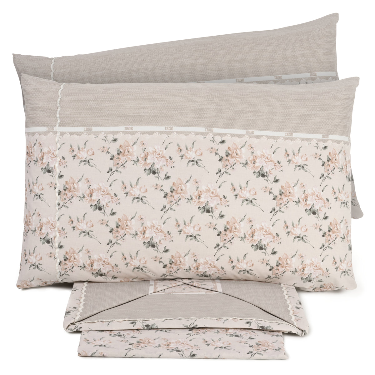 Lenzuola letto fantasia fiorata con smerlo Irge Praga Nova