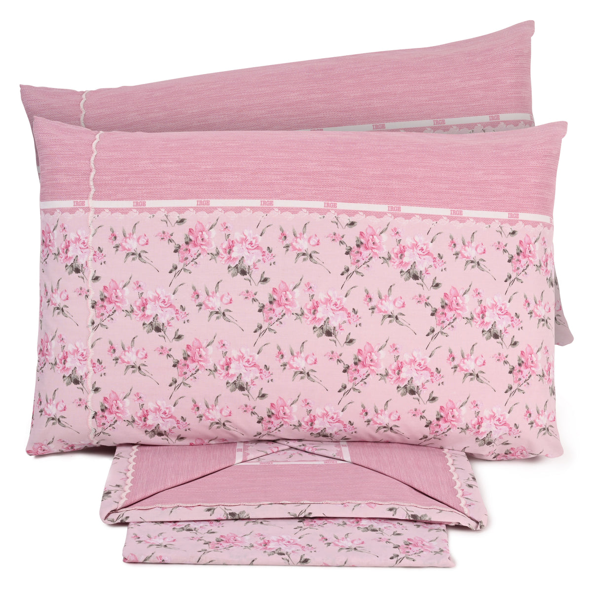 Lenzuola letto fantasia fiorata con smerlo Irge Praga Nova