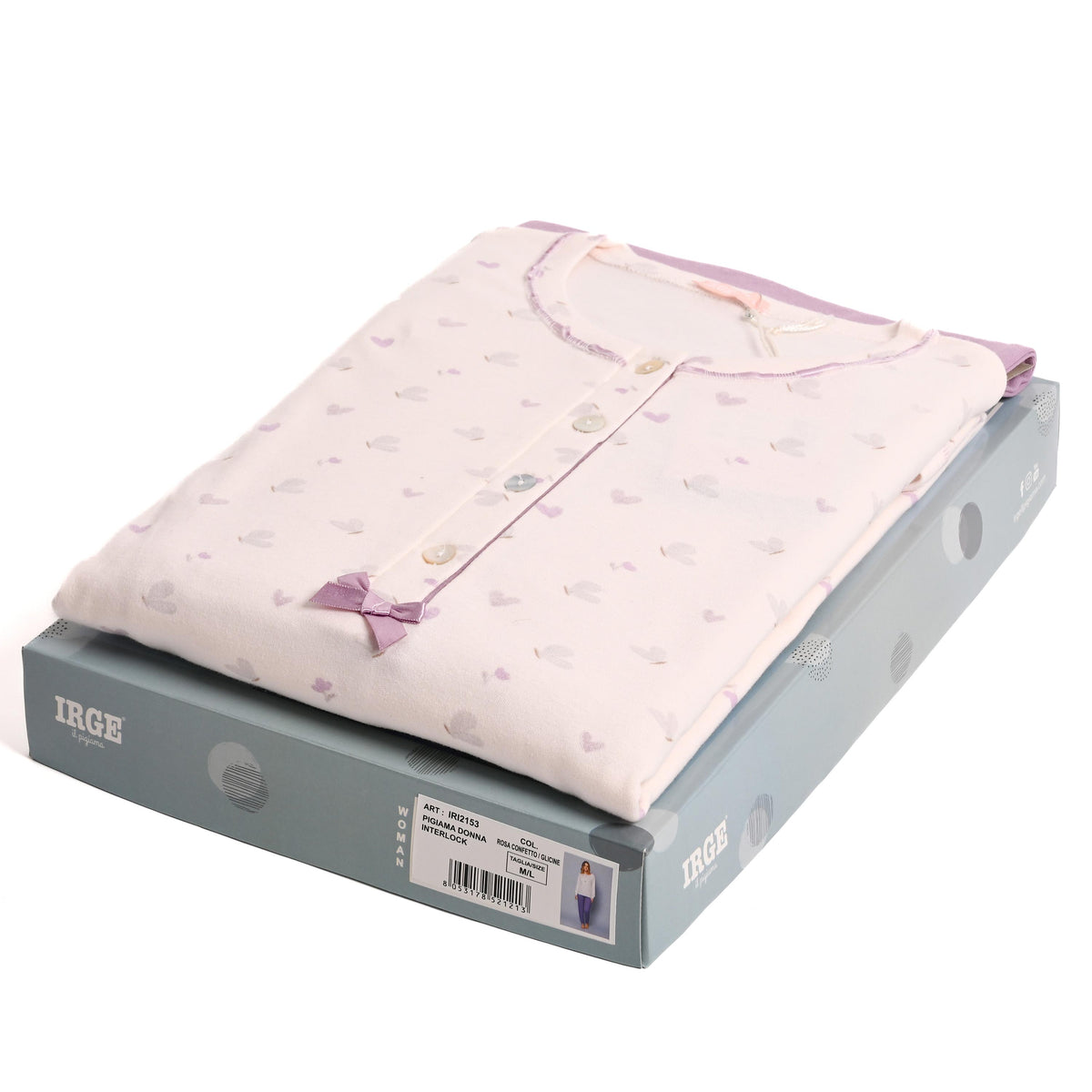 Pigiama Donna con teneri cuoricini in caldo cotone Irge IRI2153