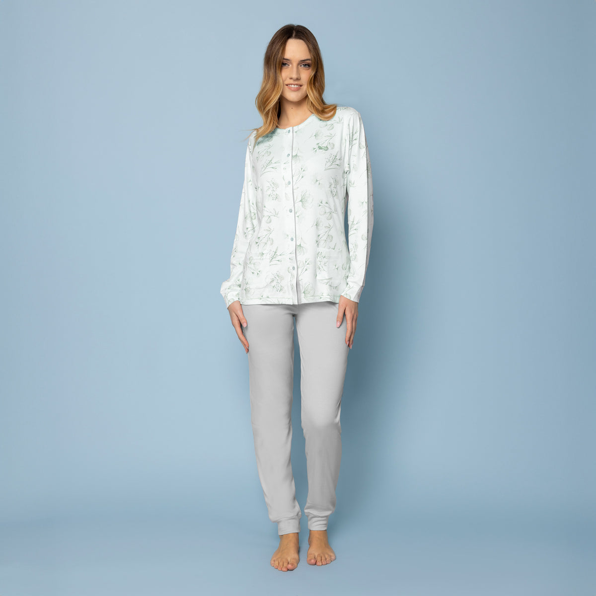 Pigiama Donna in caldo cotone, maglia aperta IRGE IRI 2169