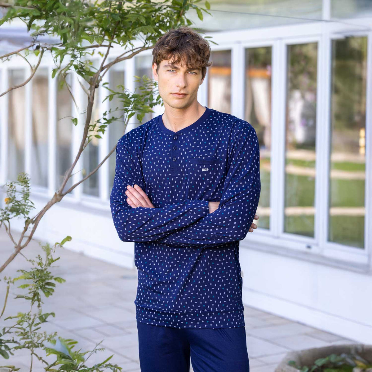 Pigiama uomo scollo serafino cotone leggero Irge IRL2525