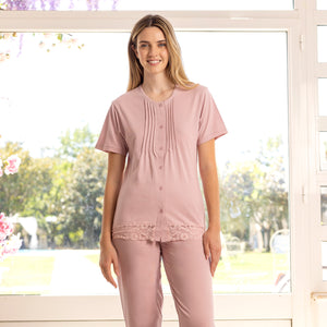Pigiama donna lungo maniche corte 100% cotone Irge IRL2549