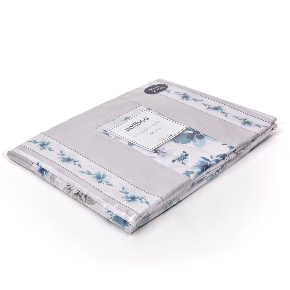 Completo letto Pompea Isotta lenzuola sopra sotto con angoli federa beige