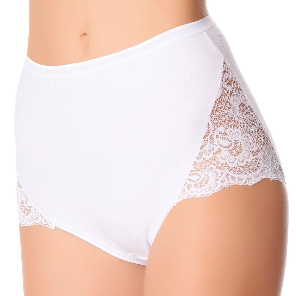 Slip culotta donna jadea 07 in cotone e pizzo 3 pezzi