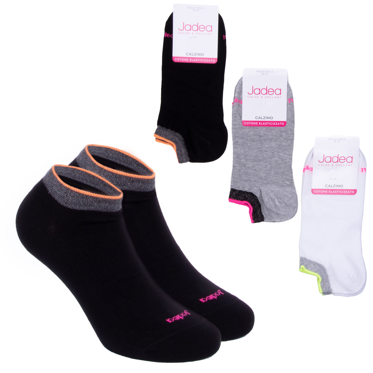 Calzini donna Jadea 21016 cotone con bordino colorato 3 Pz