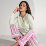 Pigiama donna Jadea 3154 cotone 100% verdino rigato