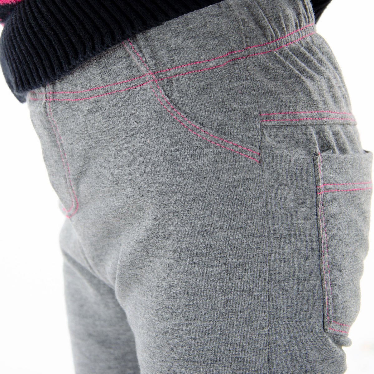 Leggings bimba caldo cotone grigio Meritex impunture rosa