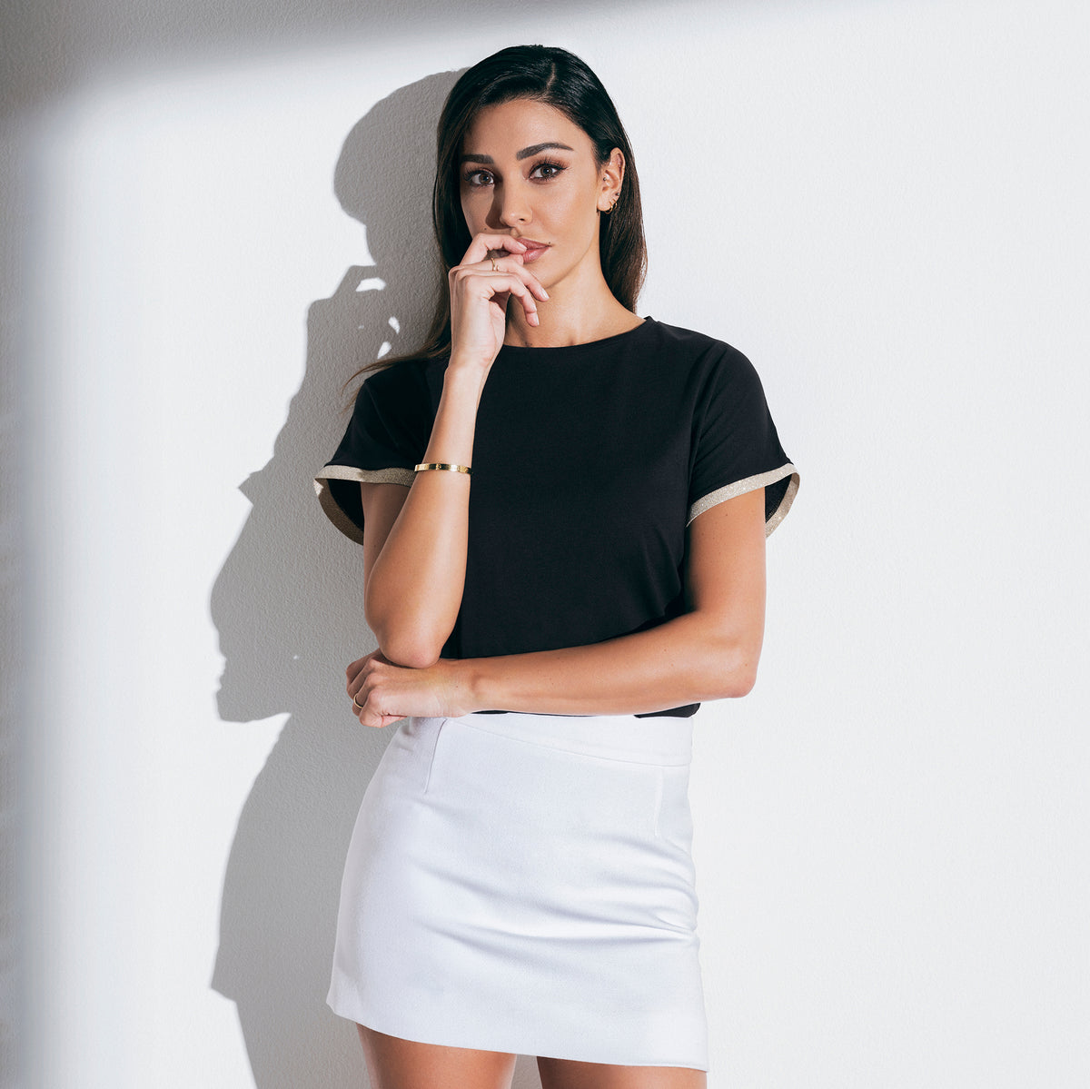 Maglia donna T-Shirt Jadea 4517 in cotone con brillantini