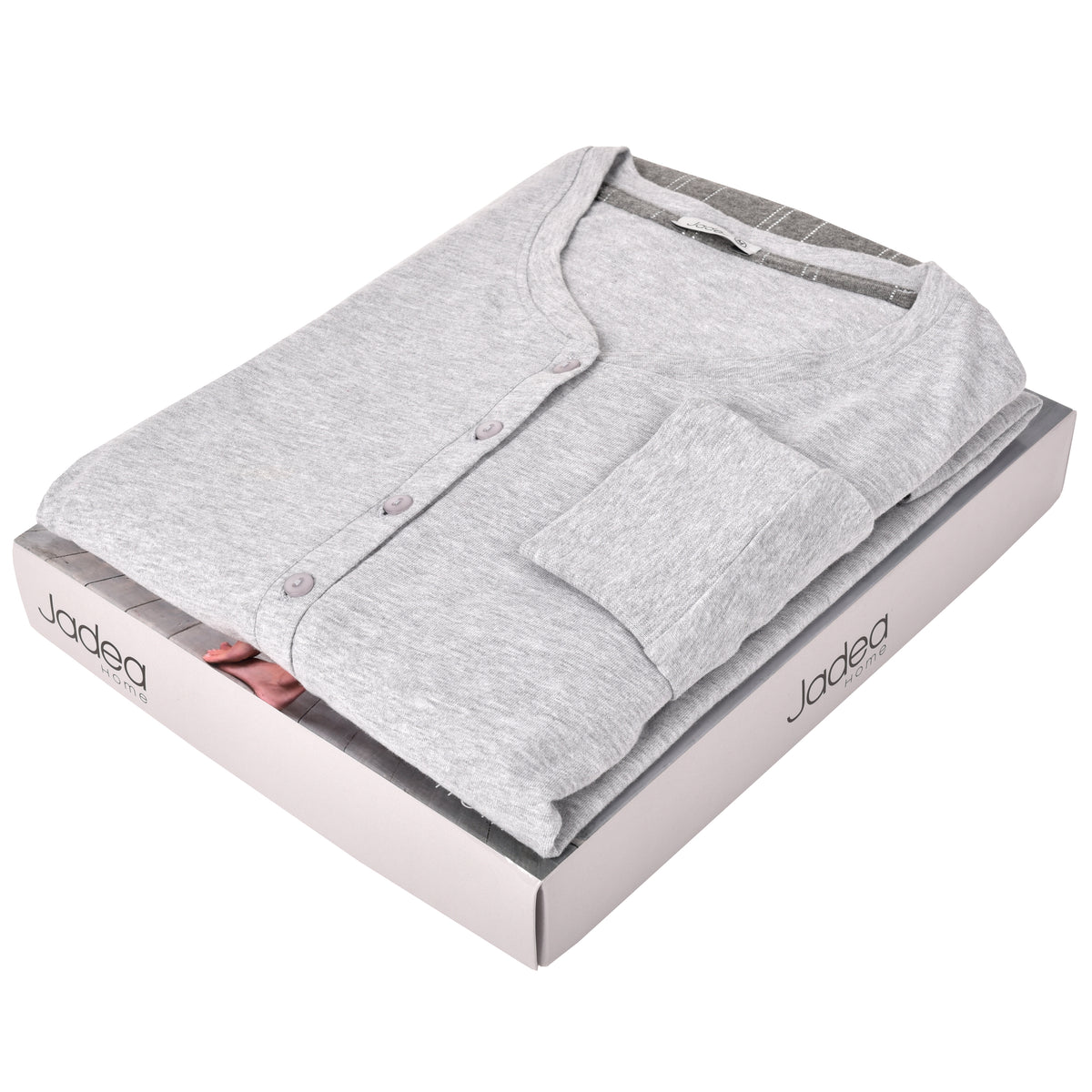 Pigiama donna Jadea 5163 lungo caldo cotone grigio