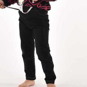Leggings bimba caldo cotone nero Meritex impunture verde