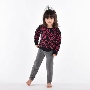 Leggings bimba caldo cotone grigio Meritex impunture rosa