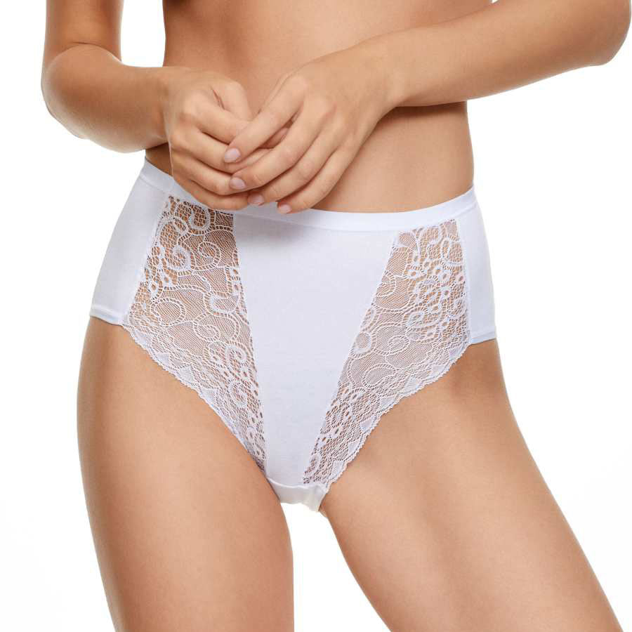 Slip donna Jadea midi 064 cotone elasticizzato e pizzo 3 pz