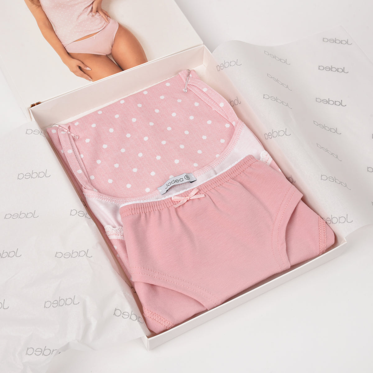 Coordinato Jadea 4341 canotta spalla stretta + slip cotone pois albicocca