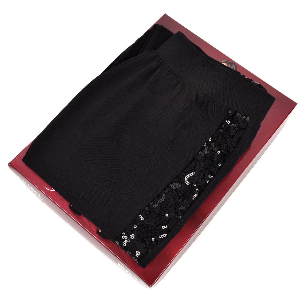 Leggings nero con dettaglio laterale pizzo e paillettes Jadea Galà 4451 