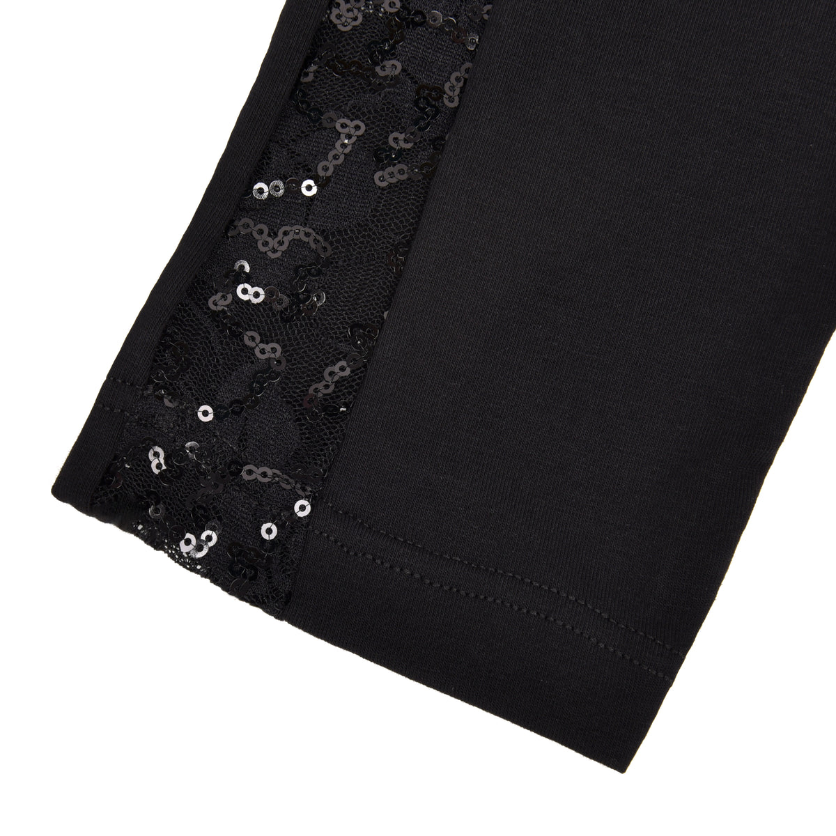 Leggings nero con dettaglio laterale pizzo e paillettes Jadea Galà 4451 