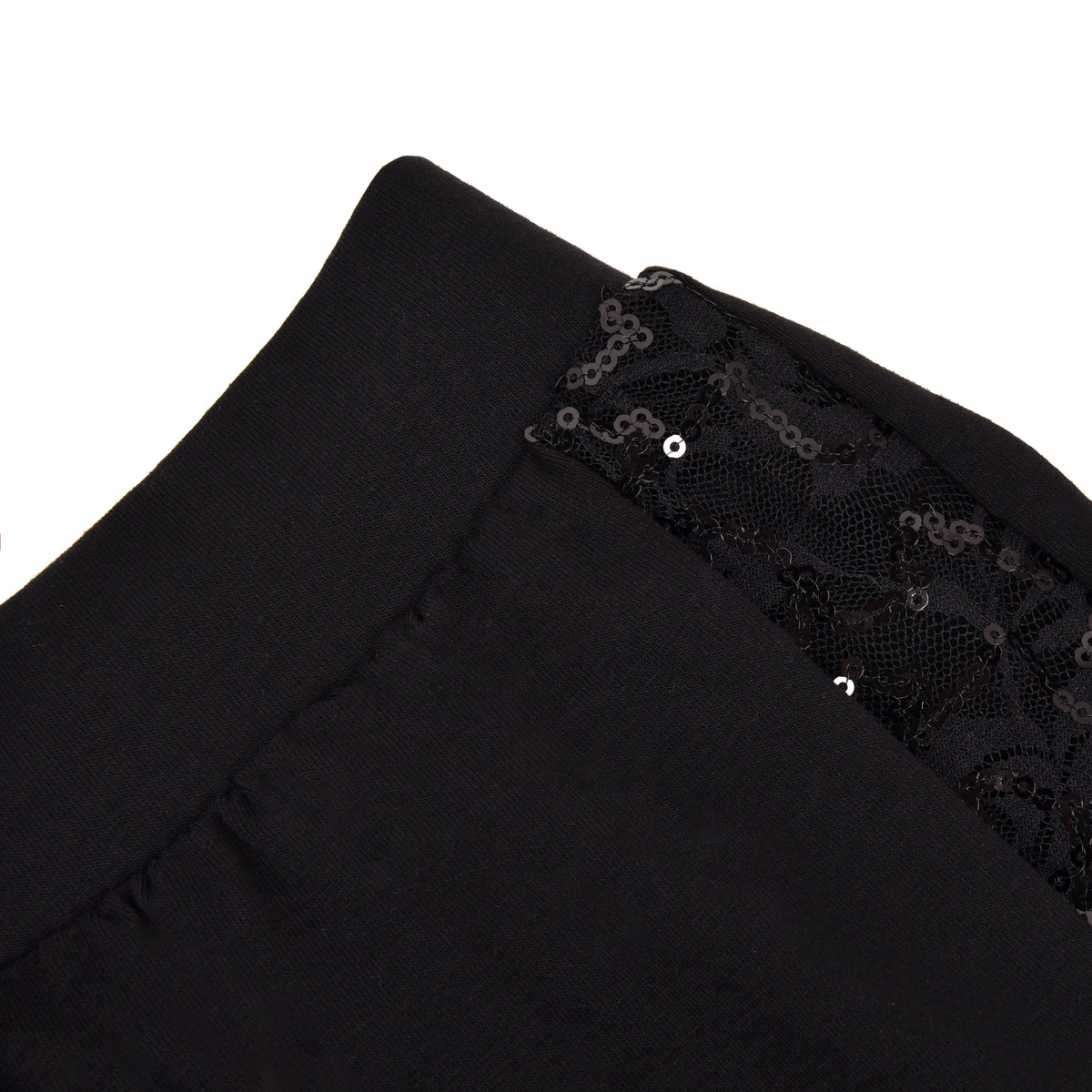 Leggings nero con dettaglio laterale pizzo e paillettes Jadea Galà 4451 