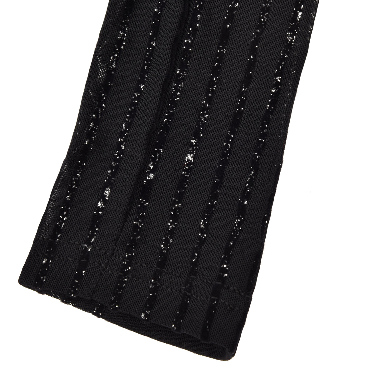 Maglia nera con manica semitrasparente righe glitter Jadea Galà 4453