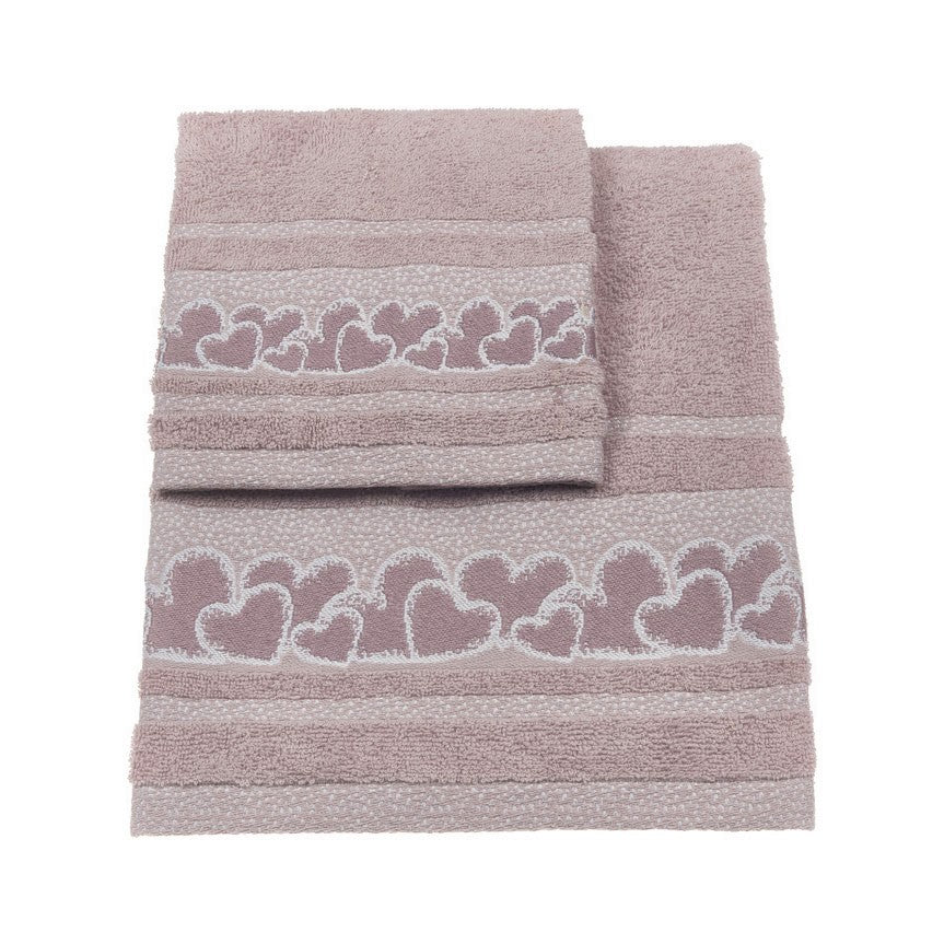 Vingi set asciugamani viso + ospite cotone Joanna rosa