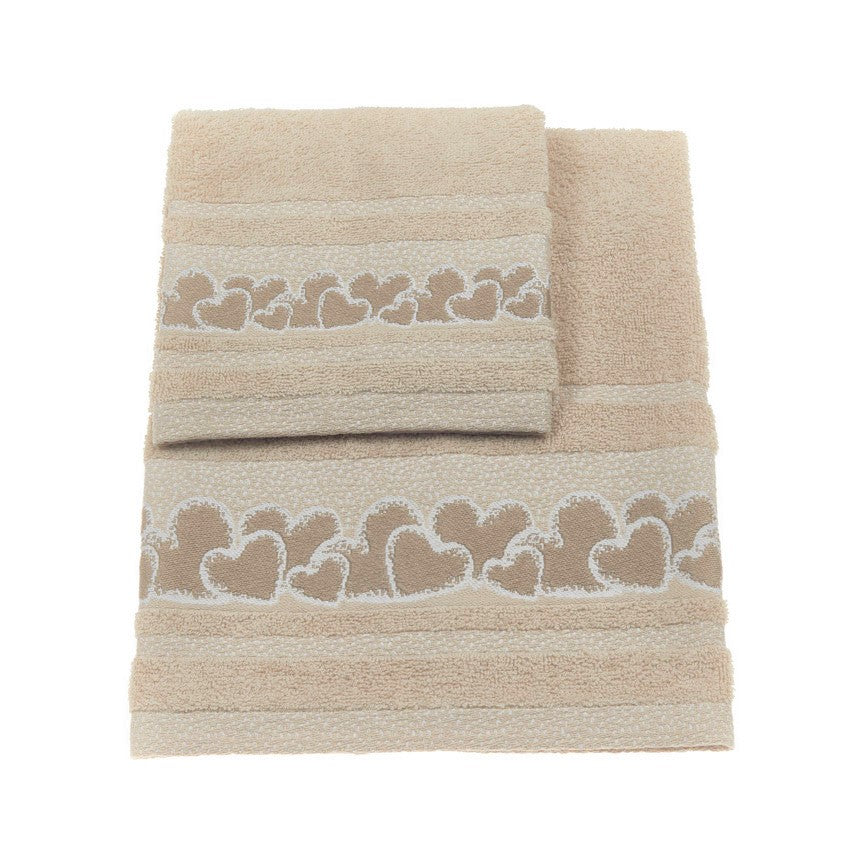 Vingi set asciugamani viso + ospite cotone Joanna beige