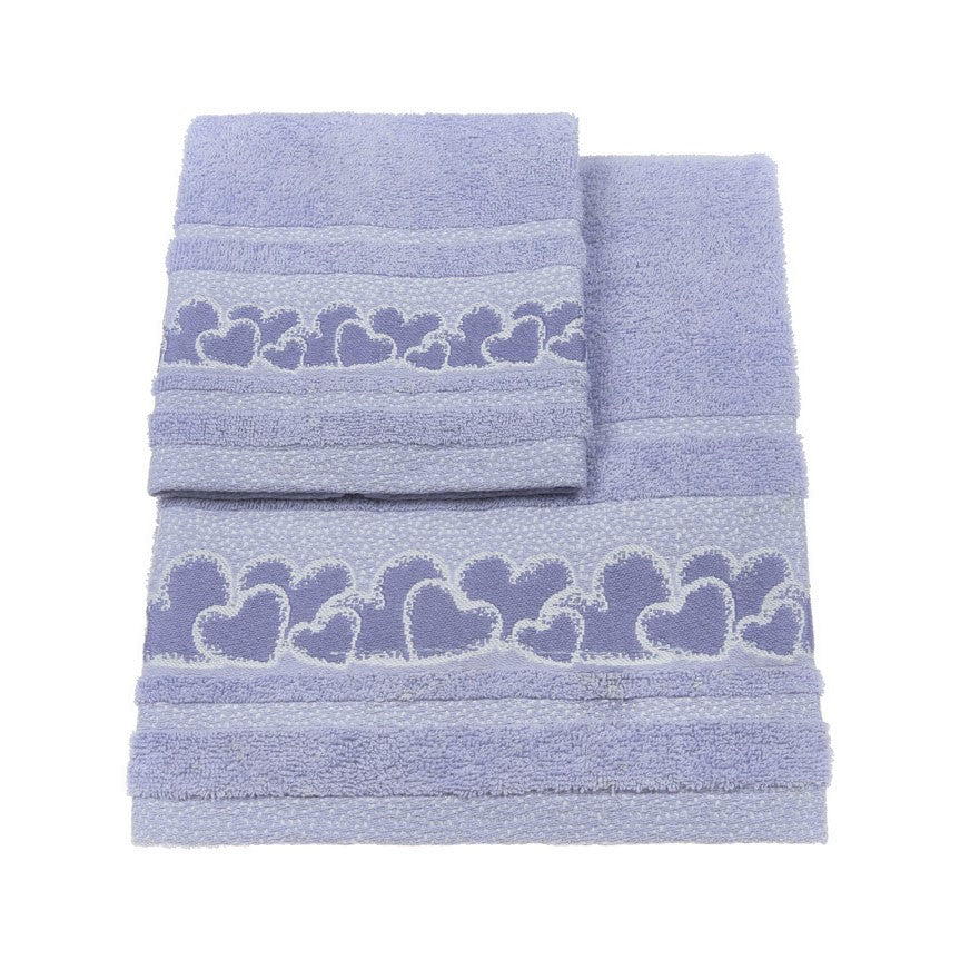 Vingi set asciugamani viso + ospite cotone Joanna lilla
