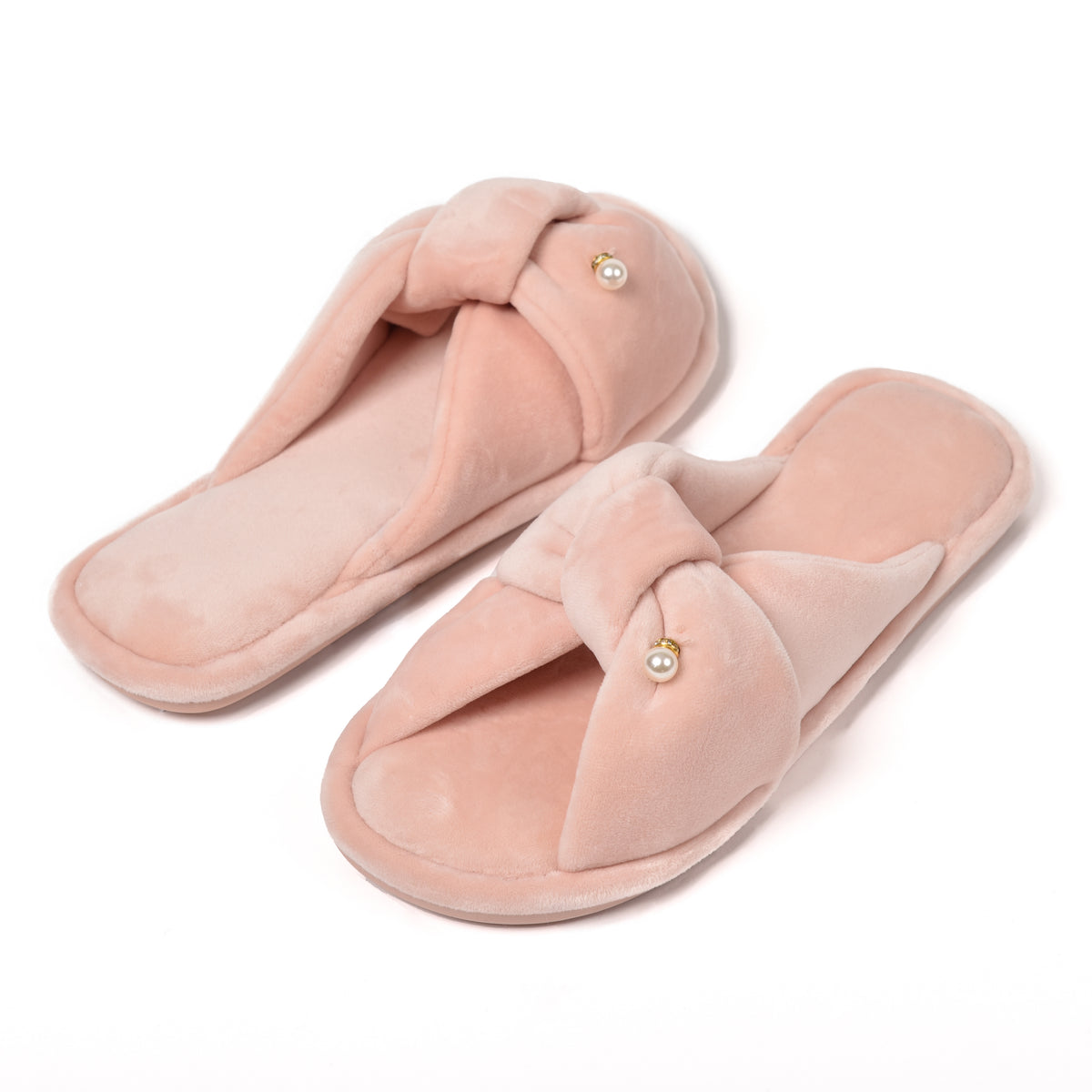 Pantofole donna ciniglia rosa con perlina Preziosa 0060