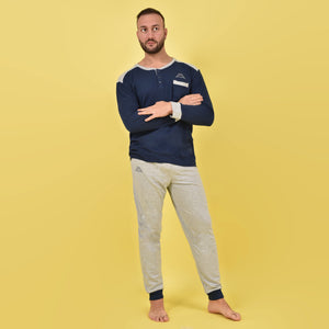Pigiama uomo invernale caldo cotone Kappa grigio navy 22102