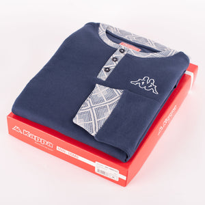 Pigiama uomo Kappa 21417 caldo cotone con polsini blu navy rombi