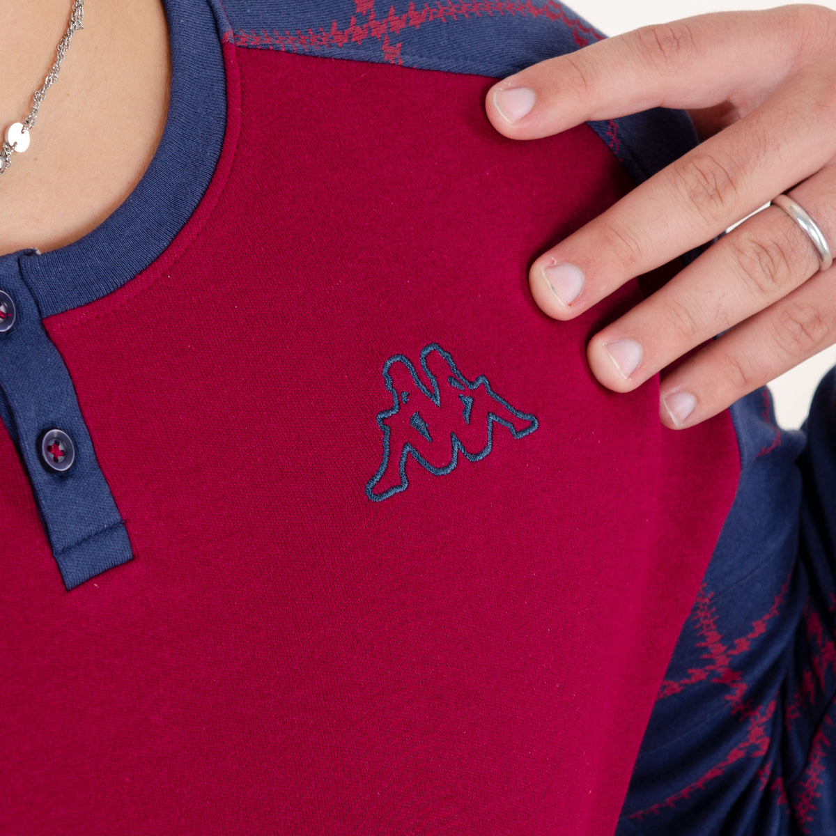 Pigiama uomo Kappa 21260 caldo cotone con polsini bordeaux quadri