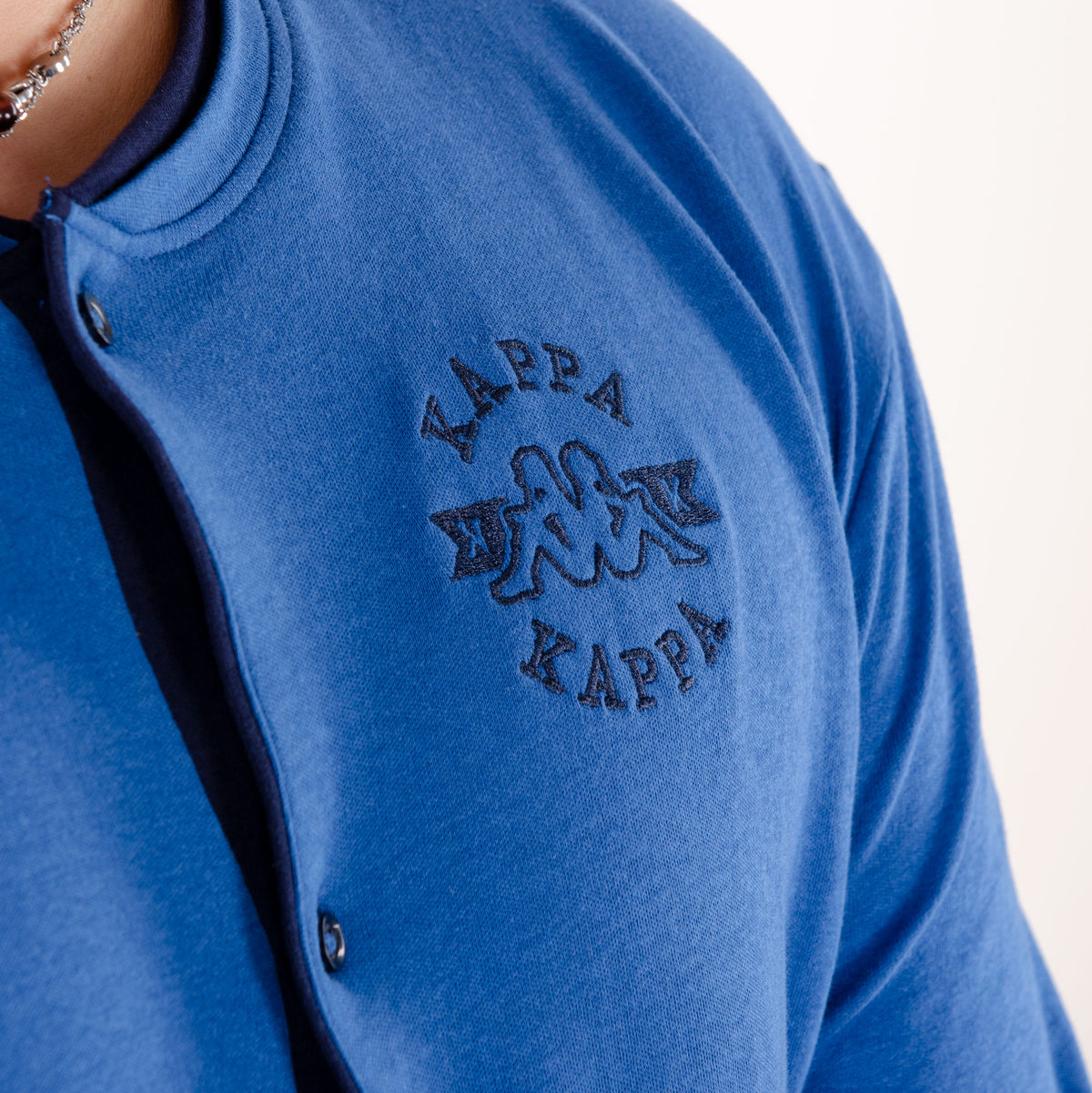 Pigiama uomo Kappa 21268 aperto caldo cotone con polsini blu royal