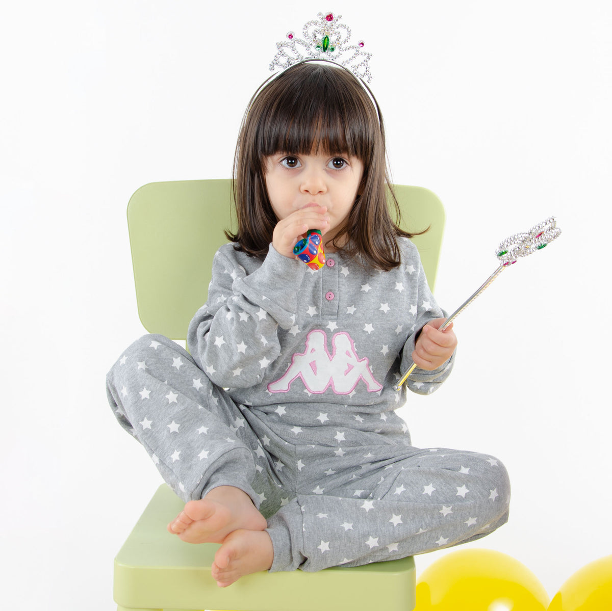 Pigiama bambina caldo cotone con stelle Kappa grigio 21382B