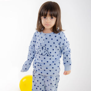 Pigiama bambina caldo cotone con stelle Kappa celeste 21382B