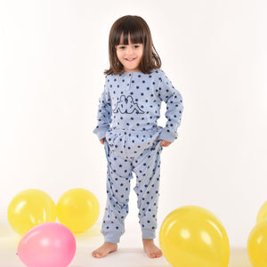 Pigiama bambina caldo cotone con stelle Kappa celeste 21382B