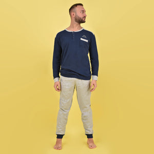 Pigiama uomo invernale caldo cotone Kappa grigio navy 22102