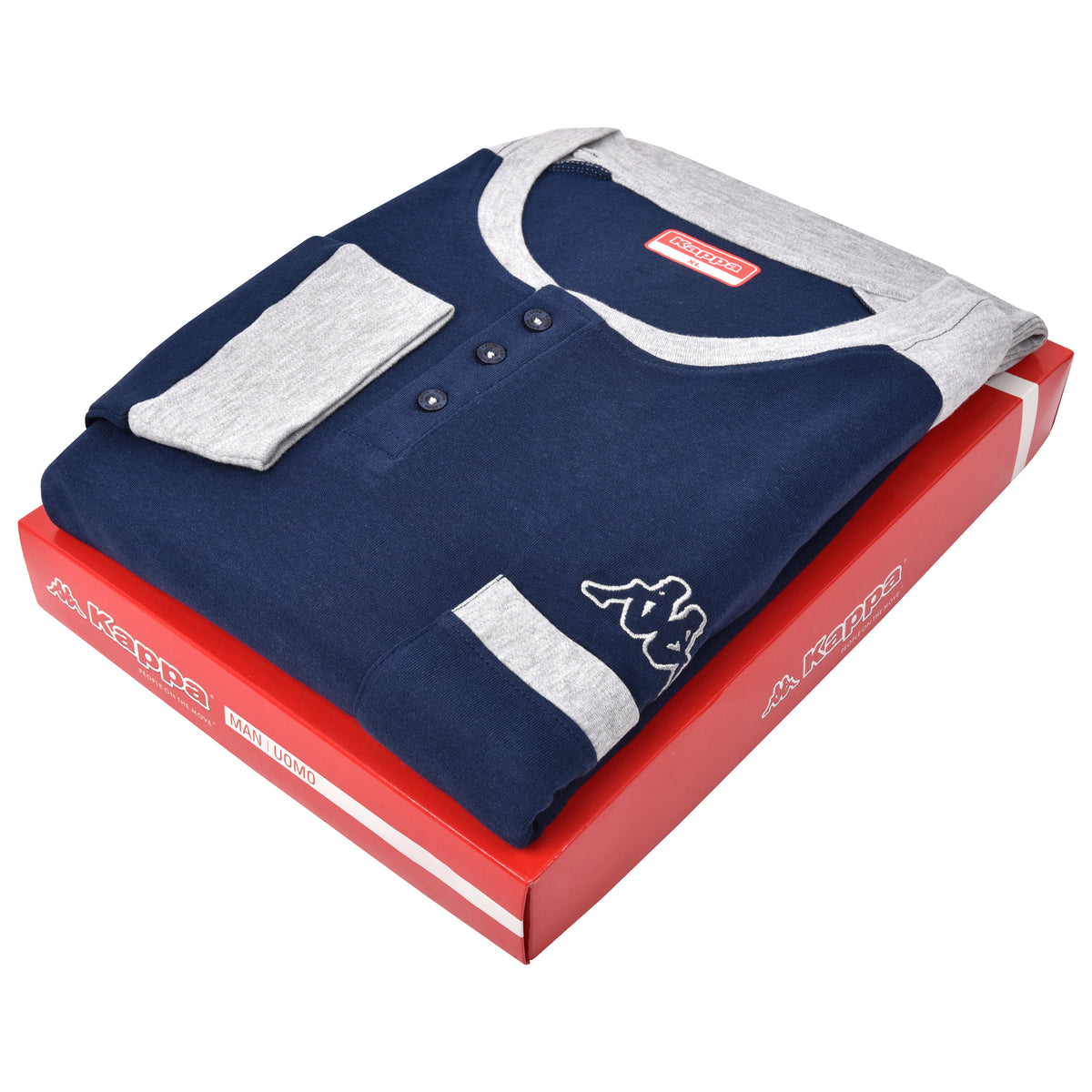 Pigiama uomo invernale caldo cotone Kappa grigio navy 22102