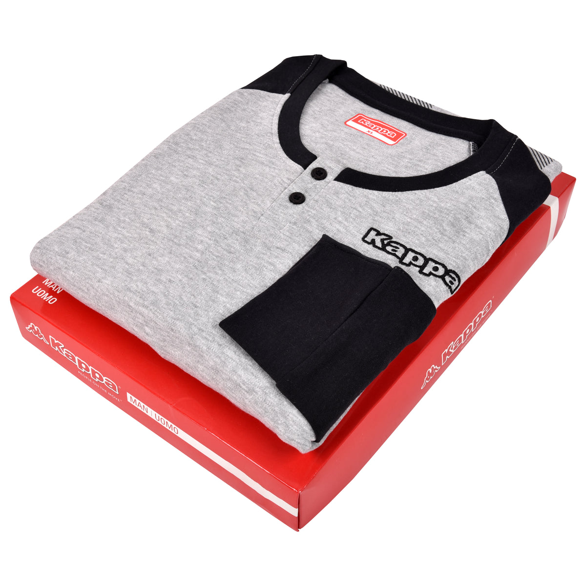Pigiama uomo Kappa KMW22105 caldo cotone scacchi grigio melange