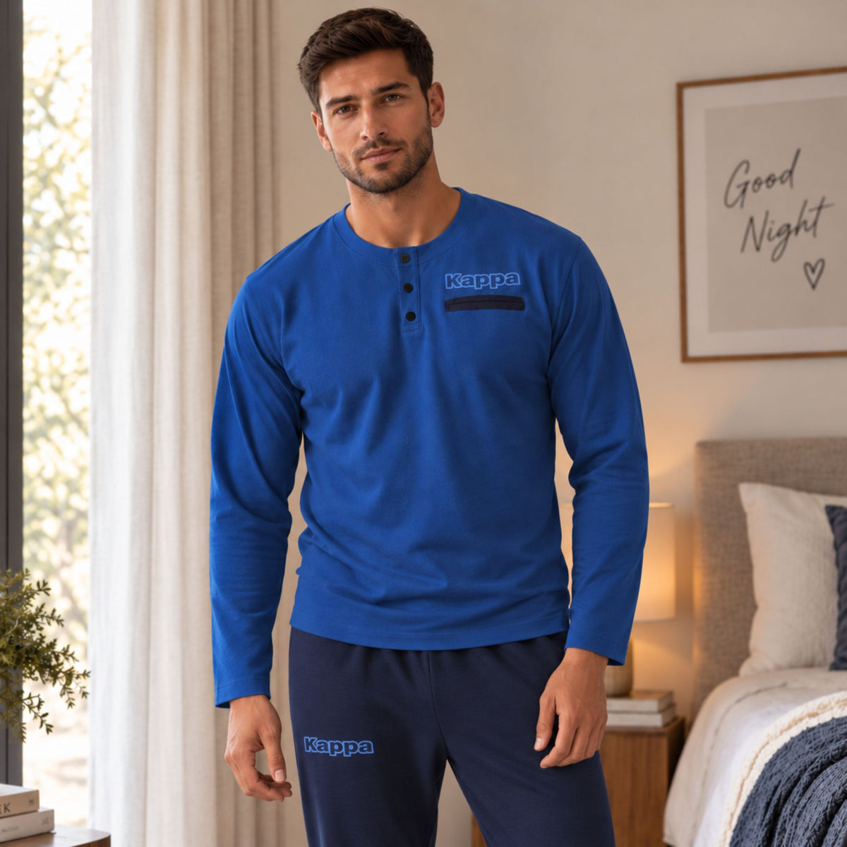 Pigiama uomo caldo cotone scollo serafino Kappa KMW26542