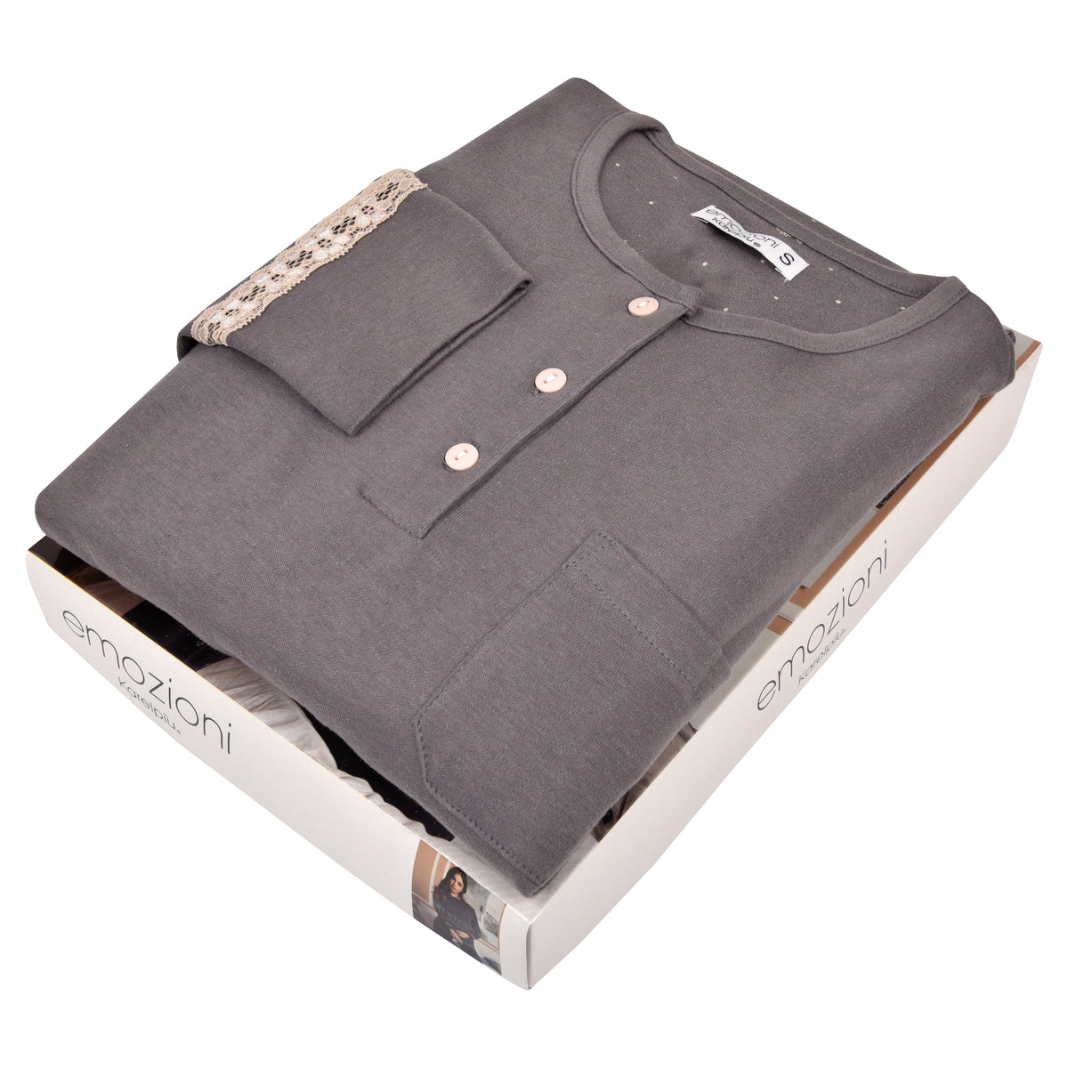 Pigiama donna caldo cotone grigio Karelpiù SE3408
